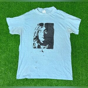 Vintage 80's John Lennon T Shirt Thed Brand Single Stitch USA Size L Light Blue